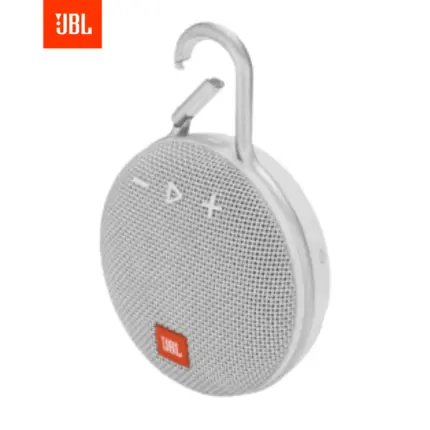 JBL CLIP 3 Speaker with carabiner clip, waterproof build, and Bluetooth connectivity