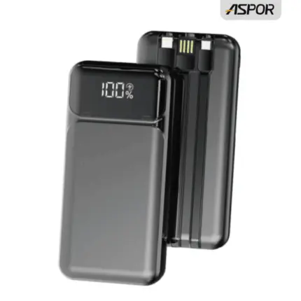 Aspor A315 10000mAh Power Bank with LED display and wired charging