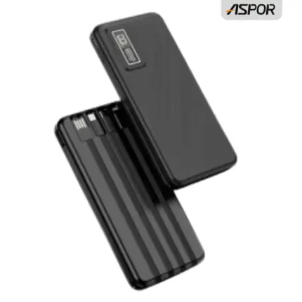 Aspor A300 10000mAh Power Bank with 4-in-1 charging and LED display