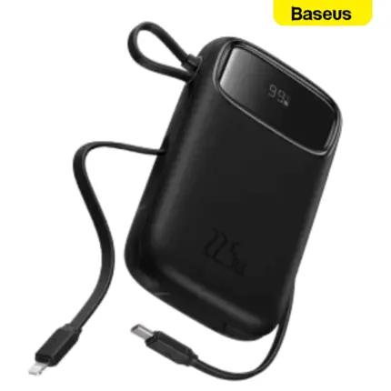 Baseus Qpow2 22.5W 10000mAh Dual-Cable Power Bank with fast charging and LED display