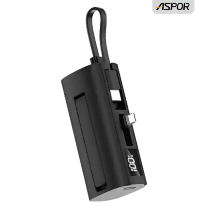 Aspor A332 5000mAh Power Bank with compact slim design and dual ports