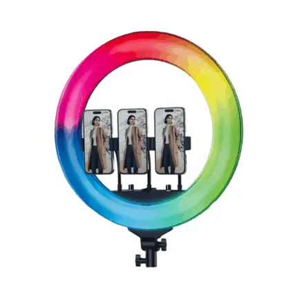 Plokama R45 Pro Soft LED RGB Ring Light with remote and accessory kit