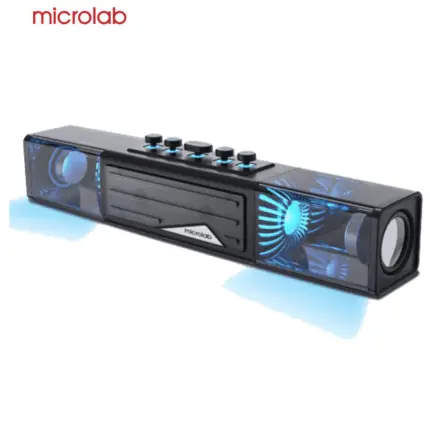 Microlab MS213 Bluetooth gaming speaker with RGB lighting, deep bass, and USB/AUX/TF playback