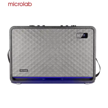 Microlab KTV200PRO Party Box with included microphones, Bluetooth, and vibrant LED lighting