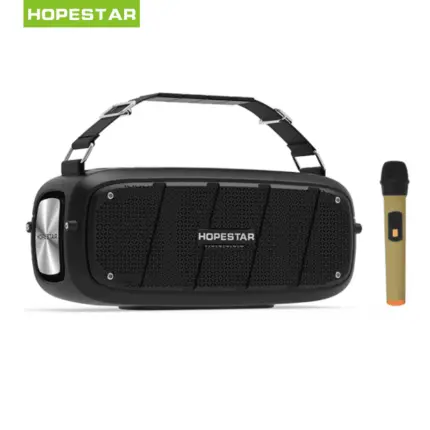 Hopestar A20 Pro Wireless Speaker with wireless microphone, Bluetooth, LED lights, and multi-source playback