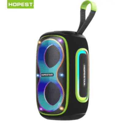 Hopestar P72 Portable Speaker with LED lights, Bluetooth, USB/AUX/TF playback, and karaoke mic inputs