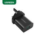 UGREEN USB Fast Charging Power Adapter 18W with QC3.0 UK (Black)