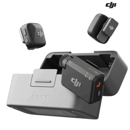 DJI Mini Mic 2 Person wireless microphone system with dual clip-on mics and charging case