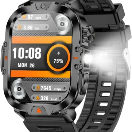 Blaktron Storm S1 Smart Watch with vivid HD display, health tracking, AI voice control, LED flashlight, and water resistance