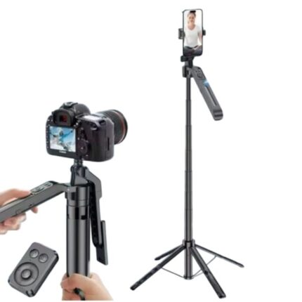 Plokama Auto-A7 AI 360° Rotating Tripod Portable Selfie Stick with face tracking, Bluetooth remote, and foldable tripod