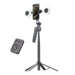 Plokama Auto-A7 pro AI 360° Rotating Tripod Portable Selfie Stick with Automatic AI Face Tracking With LED Fill Light