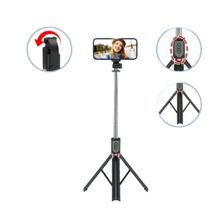 Plokama Live-K9 Selfie Stick with remote control, fill light, and 360° rotation