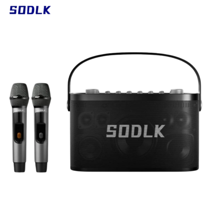 SODLK S1271P Bluetooth Karaoke Speaker with RGB lighting and dual wireless microphones