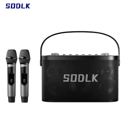 SODLK S1271P Bluetooth Karaoke Speaker with RGB lighting and dual wireless microphones