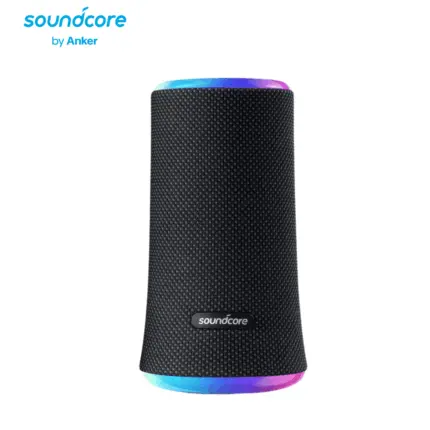 Soundcore Flare 2 Bluetooth speaker with 360° sound, BassUp, and RGB LED lights