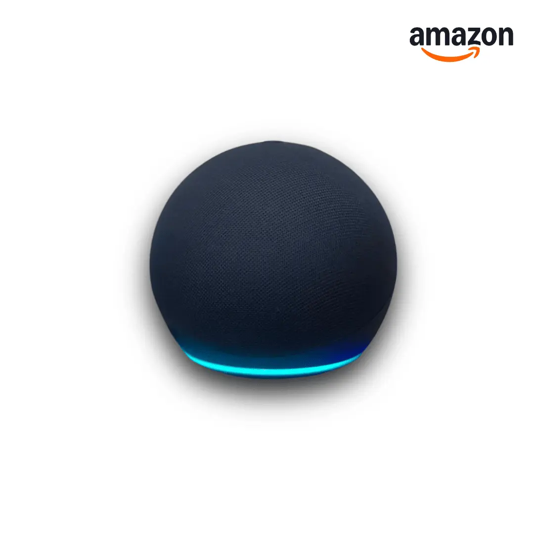 Amazon Echo Dot 5th Gen with callouts: AZ2 processor, temperature sensor, improved bass, eero Built‑in