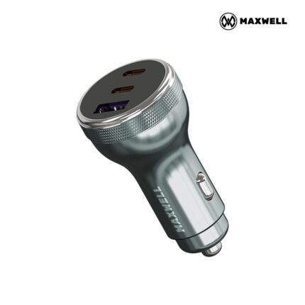 Maxwell Triple Port Car Charger with 78W fast charging, USB‑C PD, and QC 3.0 technology