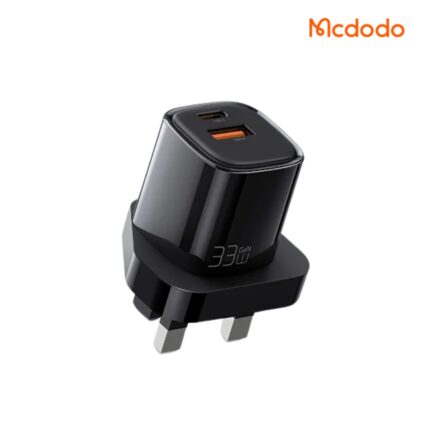 Mcdodo 33W 1C+1A GaN Fast Charger UK with dual port, fireproof PC, dynamic smart charging