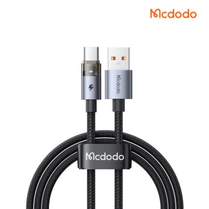Mcdodo USB-A to USB-C Transparent Cable with LED charging indicator and aluminum-alloy connectors