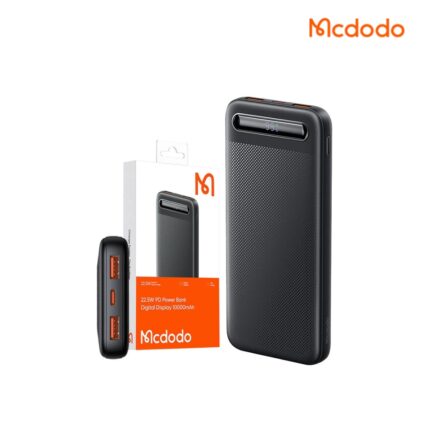 Mcdodo 22.5W PD 10000mAh Power Bank with digital display, USB-C & dual USB-A outputs, compact design