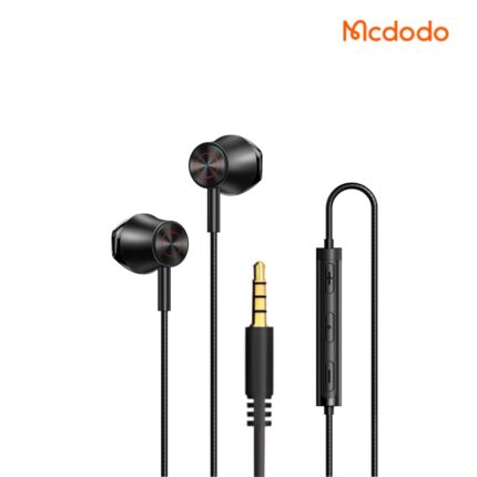 Mcdodo DC3.5 Wired Earphone with aluminum alloy shells, nylon-braided cable, in-line remote & mic, S/M/L ear tips