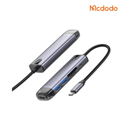 Mcdodo 6-in-1 Multi-function Expand Adapter with HDMI, USB 3.0, PD charging, SD/TF card reader, aluminum alloy