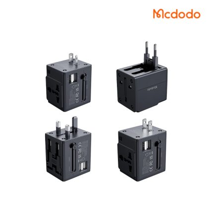 Mcdodo 2.1A Fast Charging Universal Travel Adapter with dual USB-A ports, universal AC socket, PC material