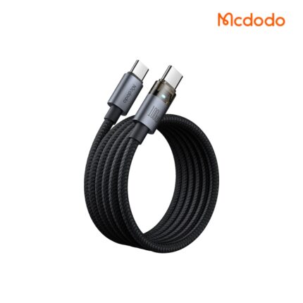 Mcdodo 100W USB-C to USB-C Transparent Cable with charging LED, braided jacket