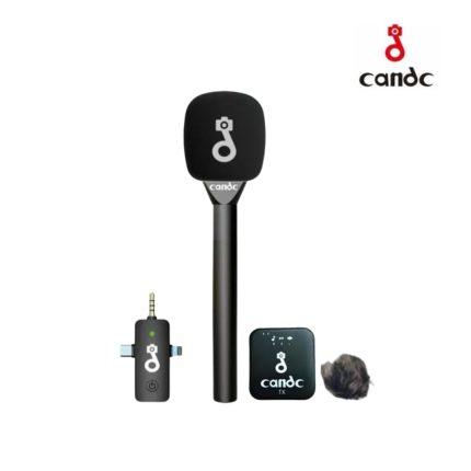 Candc Interview Single Mic with 2.4 GHz wireless lavalier mic, clip-on transmitter, plug-in receiver, omnidirectional pickup