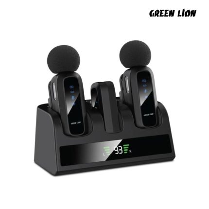 Green Lion GM-89X 2 in 1 Wireless Microphone with omnidirectional pickup, noise cancellation, Type-C & Lightning compatibility, digital display