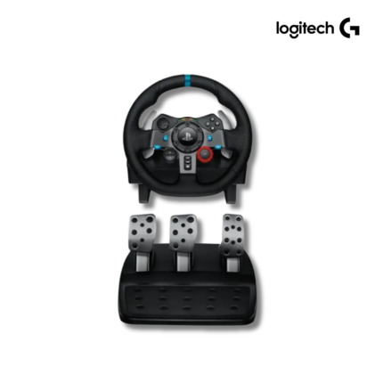 Logitech G29 Driving Force racing wheel with dual-motor feedback, leather wheel, and stainless steel paddles