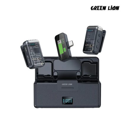 Green Lion GM-90X Type-C Microphone with 360° pickup, digital display, 8h battery, 20m range, noise cancellation