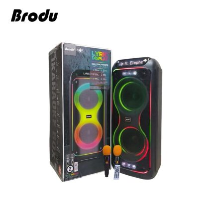 BTS 2123 Karaoke Speaker with dual 10 inch woofers, Bluetooth TWS, wireless mics, RGB lights