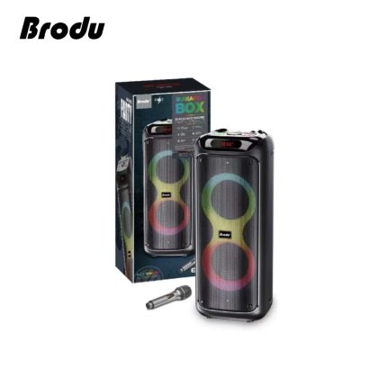 Brodu BTS 2258 Bluetooth Karaoke Speaker with dual 6.5 inch drivers, wireless mics, RGB lights