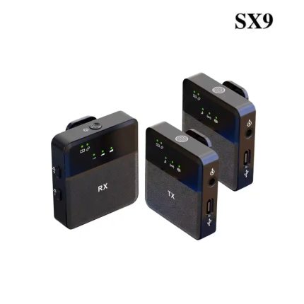 SX9 Wireless Clip Microphone with Dual Mic, 2.4G Wireless, Smart Noise Reduction, Real-time Monitoring