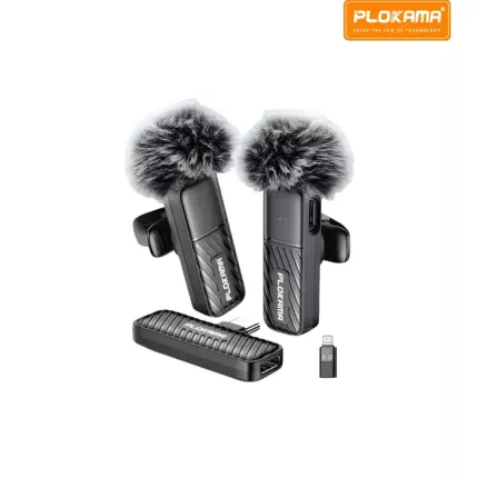 Plokama VM-20 Dual Wireless Lavalier Microphone with 2.4GHz transmission, noise reduction, 25m range