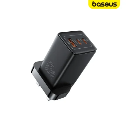 Baseus 65W GaN5 Pro Fast Charger with 2 USB-C 1 USB-A ports, 65W output, GaN tech