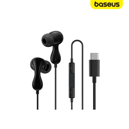 Baseus Encok CZ20 Type‑C wired earphones with in‑line controls and tangle‑proof cable