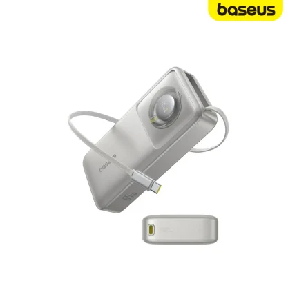 Baseus Free2Pull 20000mAh 65W power bank with retractable USB-C cable