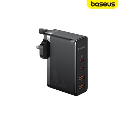 Baseus GaN5 Pro 100W fast charger UK plug with 2 USB-C 2 USB-A ports