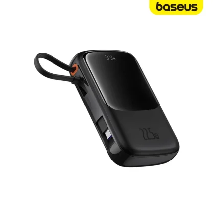 Baseus QPow Pro+ 10000mAh powerbank with built-in USB-C cable, digital display, Lightning input