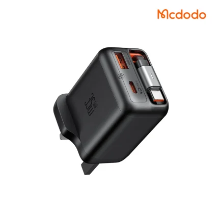 Mcdodo FreeGo 35W Retractable Cable Charger with PD fast charge, 3 ports, and compact design