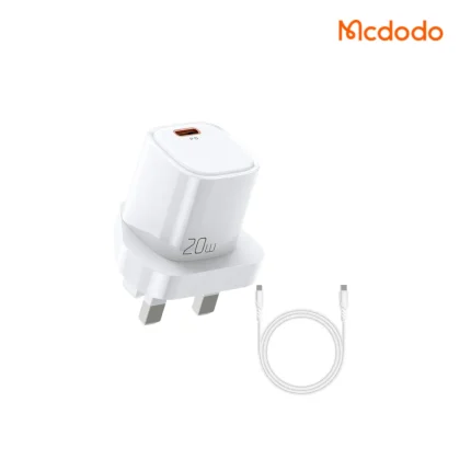 Mcdodo PD20W Fast Charger Kit with USB-C to Lightning cable and UK plug