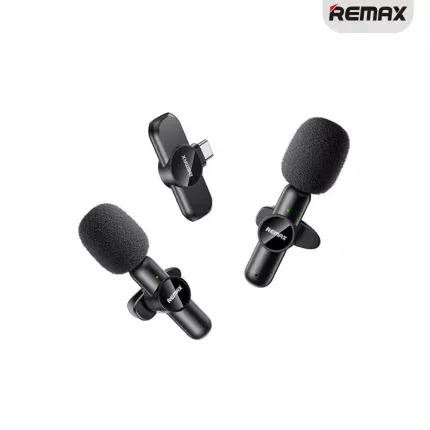 Remax K10 Ryusic Series wireless microphone with noise reduction, 20m range, and Type-C connector
