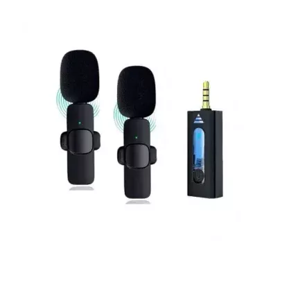 Wireless Collar Microphone with 3.5mm receiver, noise reduction, and 20-30m range