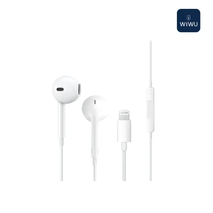 WiWU EB302 Lightning Connector Earphones with microphone, high-fidelity sound, and comfortable fit