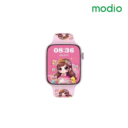 MODIO MW20 Mini Kids Smart Watch with compact design, wireless charging, and colorful straps