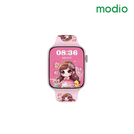 MODIO MW20 Mini Kids Smart Watch with compact design, wireless charging, and colorful straps