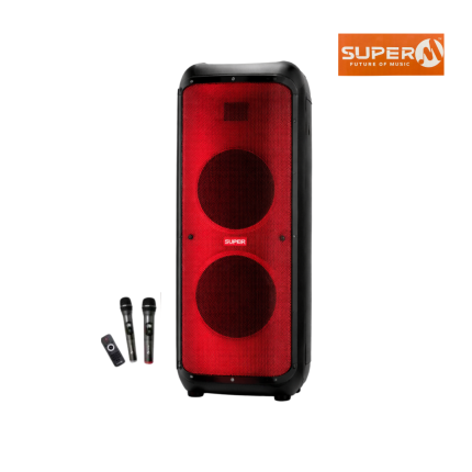 Super M 1010 Speaker with dual 10-inch drivers, Bluetooth connectivity, and high volume output
