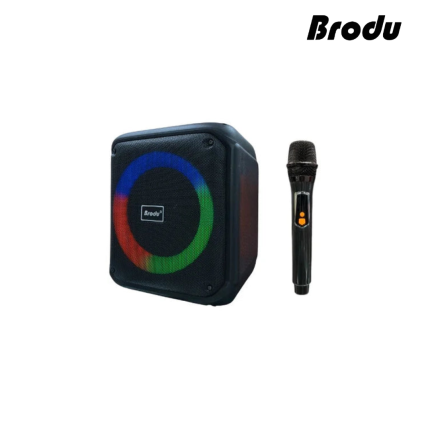 Brodu BTS 1935 Portable Bluetooth Party Speaker with 6.5-inch woofer, Bluetooth connectivity, and LED lighting effects